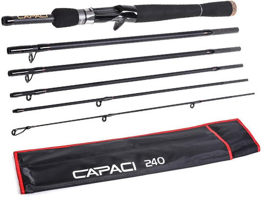 2.1m/2.4m 6 Section Carbon Spinning Casting Fishing Rod Lure Fishing Rod Hand Pole Fishing Tackle