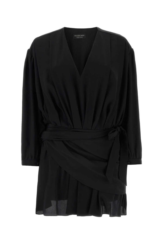 Balenciaga バレンシアガブラッククレープミニドレス - Image 1