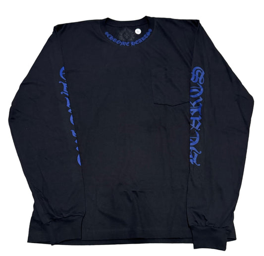 CHROME HEARTS 'BLACK/BLUE' COLLAR LOGO LONGSLEEVE TEE