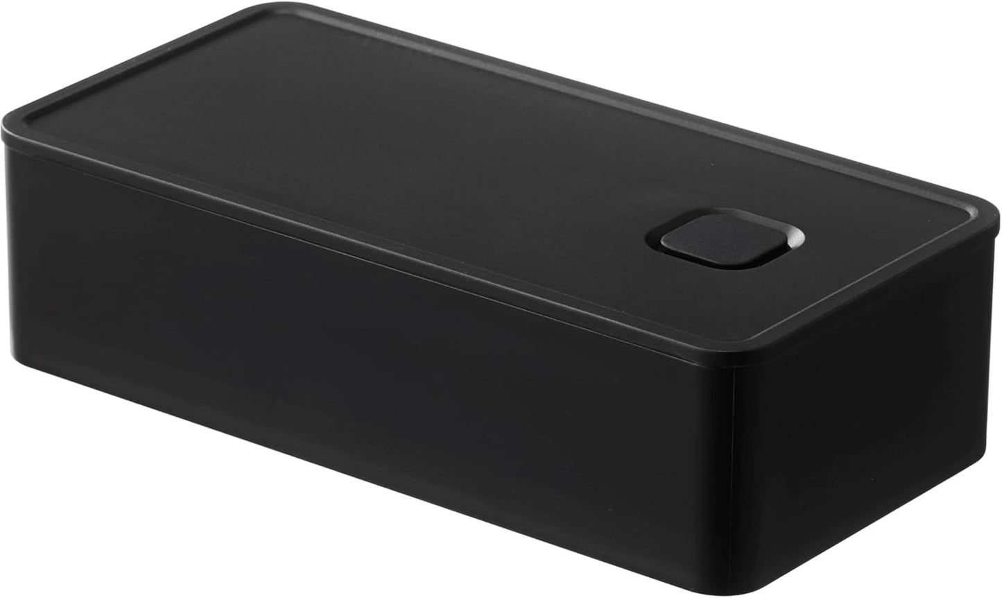 Yamazaki 5472 Airtight Lunch Box with Valve Included, Wide, Black, Approx. 7.2 x 3.6 x 2.0 inches (18.4 x 9.2 x 5 cm), Tower Lunch Box, 16.9 fl oz (500 ml), Dishwasher and Microwave Safe