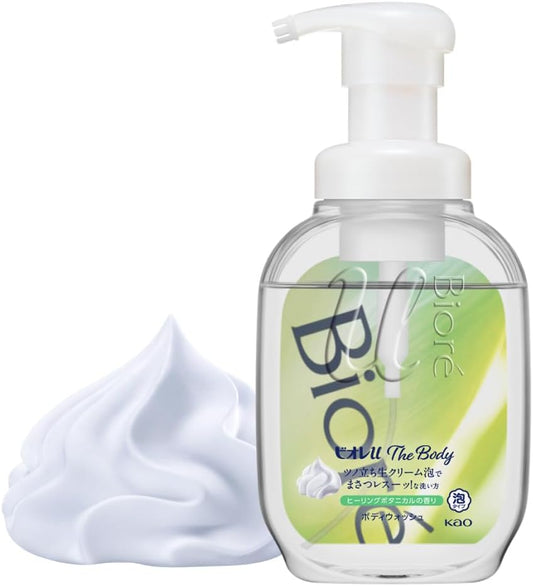 Biore The Body Foaming Type, Healing Botanical Scent, Pump, 18.4 fl oz (540 ml), High Lubrication Formula, Raw Foam Body Soap, Refreshing Healing Botanical Scent