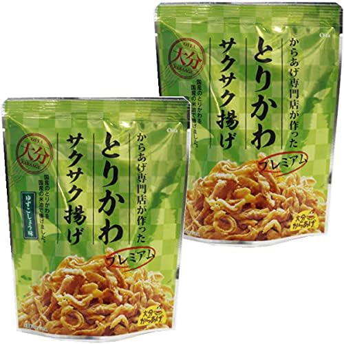 Uncle Poppo Oita Karaage Premium Torikawa Fried Yuzu Pepper Flavor, 2 Bags (Produced in Oita Prefecture)