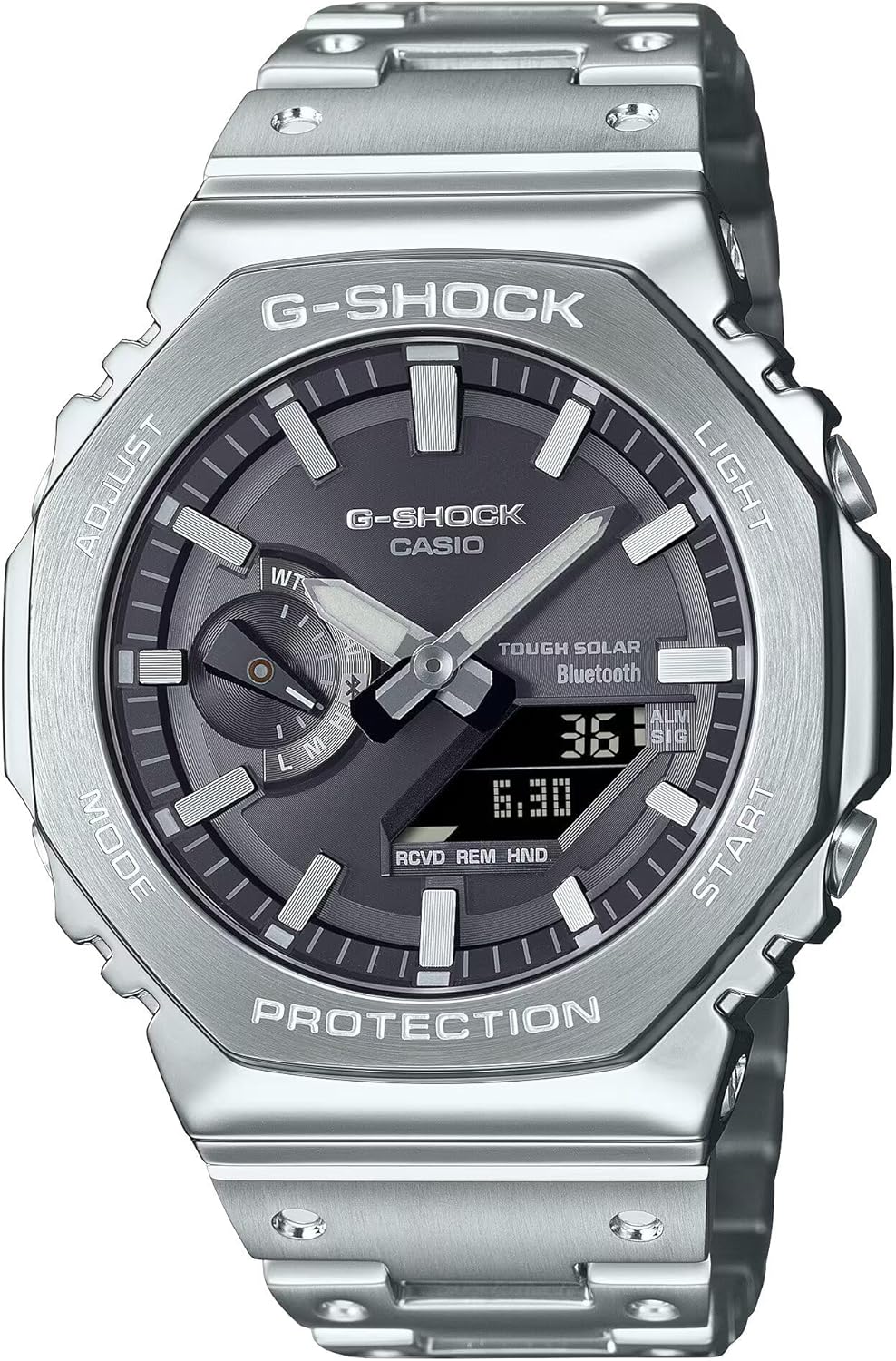 Casio GM-B2100SD-1A GM-B2100SD-1A Men's Wristwatch, Full Metal, Bluetooth Included, Tough Solar, Silver (GM-B2100SD-1AJF Model), Reverse Imported Overseas Model, Silver / Black (Silver Index),