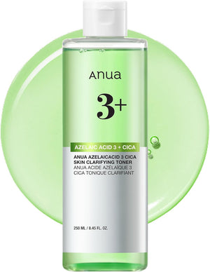 Anua Tónico aclarante de ácido azelaico 3 CICA, tónico facial exfoliante diario con salicílico, para calmar y claridad de la piel, cuidado de sebo y manchas, adecuado para pieles sensibles, cuidado de la piel coreano, 8.45 onzas líquidas