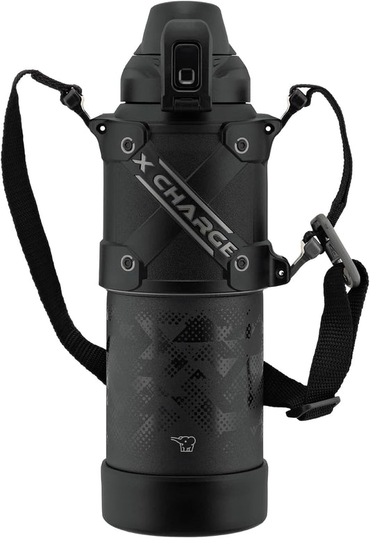 Zojirushi SD-HB10-BA Water Bottle, Large Capacity 1.0L, [Shock-Resistant], Easy to Clean with Only 2 Parts, Seamless Straw, Keeps Cold, Sports Drink, Cool Bottle, Black