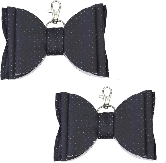 Paquete de 2 pines de arco de ratón portátiles, llavero comercial, con diseño de tres niveles para bolso, mochila, pasadores de comercio, color negro grande