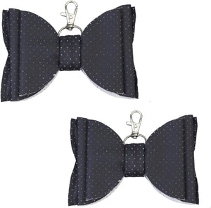 Paquete de 2 pines de arco de ratón portátiles, llavero comercial, con diseño de tres niveles para bolso, mochila, pasadores de comercio, color negro grande