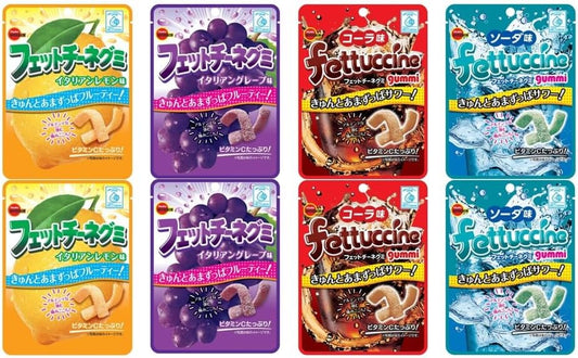 [Food Comparison Assortment] Fetchinegummy, 1.8 oz (50 g), Assorted Set, Cola, Soda, Italian Grape, Italian Lemon (4 Types Assorted), 2 Bags Each