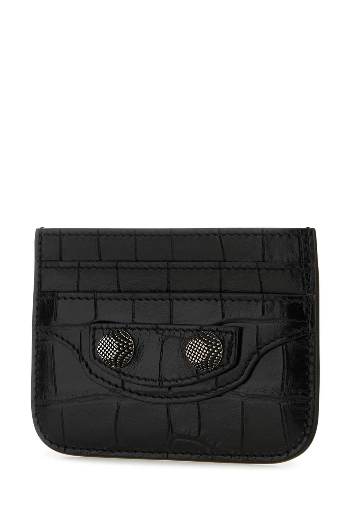 Balenciaga Black Leather Le Cagoleカードホルダー - Image 1