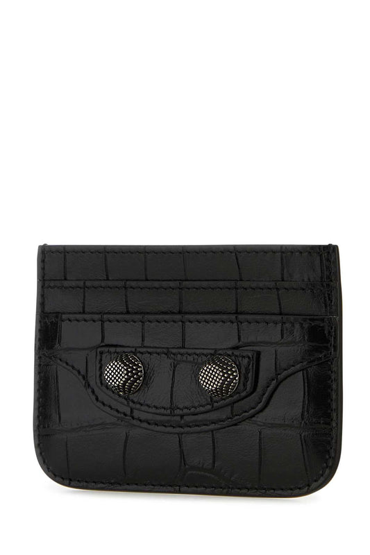 Balenciaga Black Leather Le Cagoleカードホルダー - Image 1