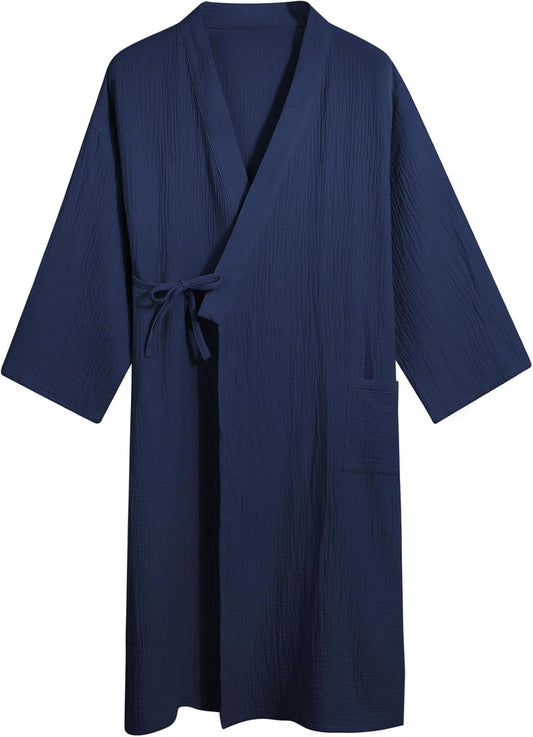 Sumolux Pajamas, Men's, Men's, Bathrobe, Sleepwear, Japanese Style, Yukata, 100% Cotton, Room Wear, Nightgown, Front Opening, Double Gauze, Comfortable, Sweat Absorbent, Moisture Wicking, Loose,