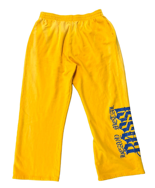 BOSSI 'BLUE LOGO' WASHED YELLOW SWEATPANTS