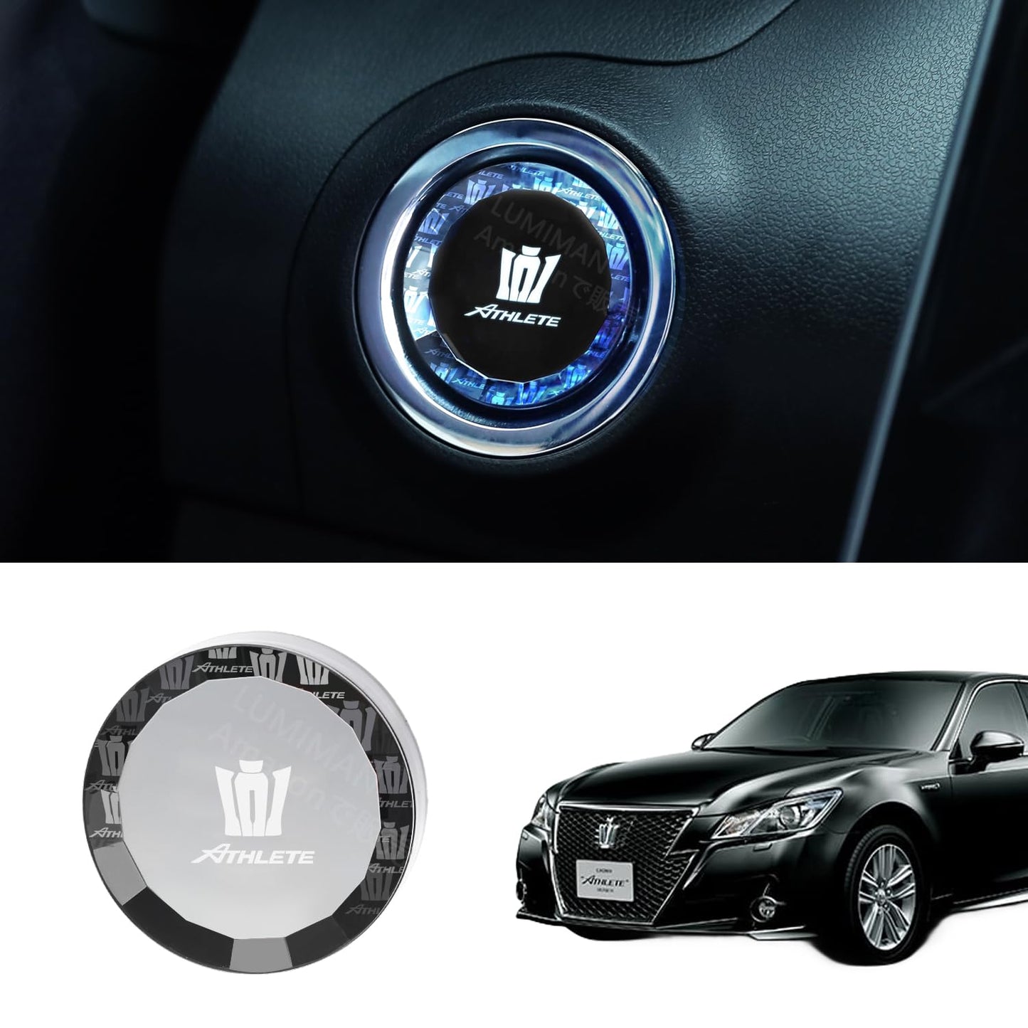 LUMIMAN Toyota Crown Athlete 210 220 Series Car Push Start Switch Crystal Engine Start Cover Start Button Cover Interior Parts Dress Up Crystal Style Exclusive Design TMIMB-3 Genuine Replacement