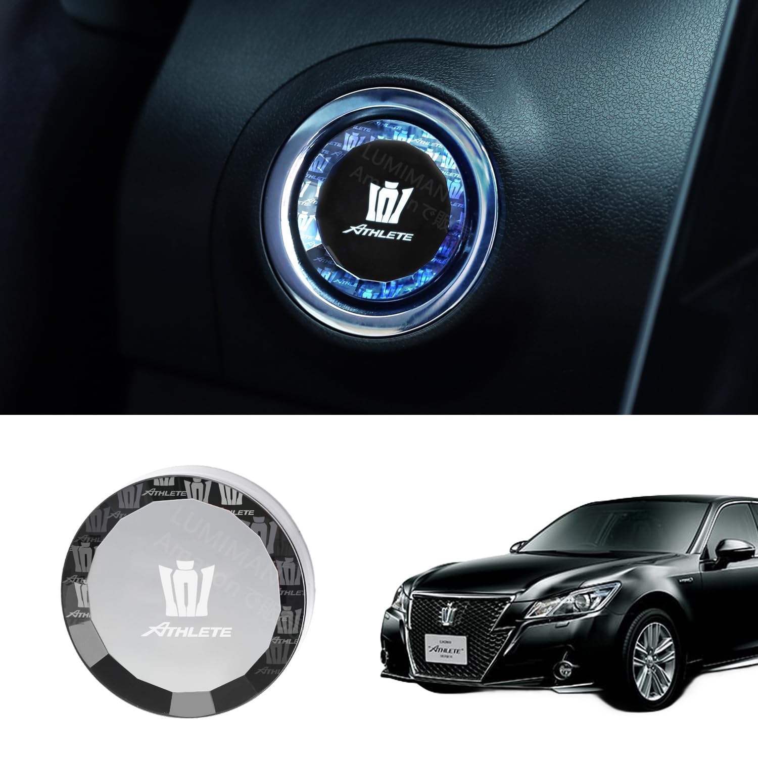LUMIMAN Toyota Crown Athlete 210 220 Series Car Push Start Switch Crystal Engine Start Cover Start Button Cover Interior Parts Dress Up Crystal Style Exclusive Design TMIMB-3 Genuine Replacement