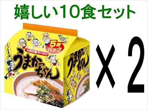 Umakachan (10 Servings Set) (10 Servings Set) Umakachan Original Kyushu Flavor Ramen with Seasoning Oil, 5 Servings Pack x 2, Total of 10 Servings Set