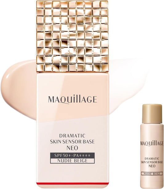 MAQUILLAGE Dramatic Skin Sensor Base NEO Nudey Beige (Increased Set) 25mL+8mL Increased SPF50+ PA++++ | Makeup Primer | Liquid | Fragrance-Free | Online Exclusive Makeup Hold, Shine Control, UV Cut