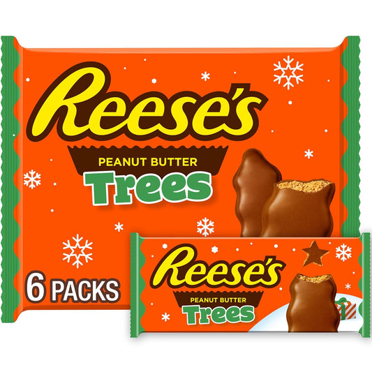 REESE'S Dulces de chocolate con leche y mantequilla de maní, Navidad, paquetes de 1.2 onzas (6 unidades)