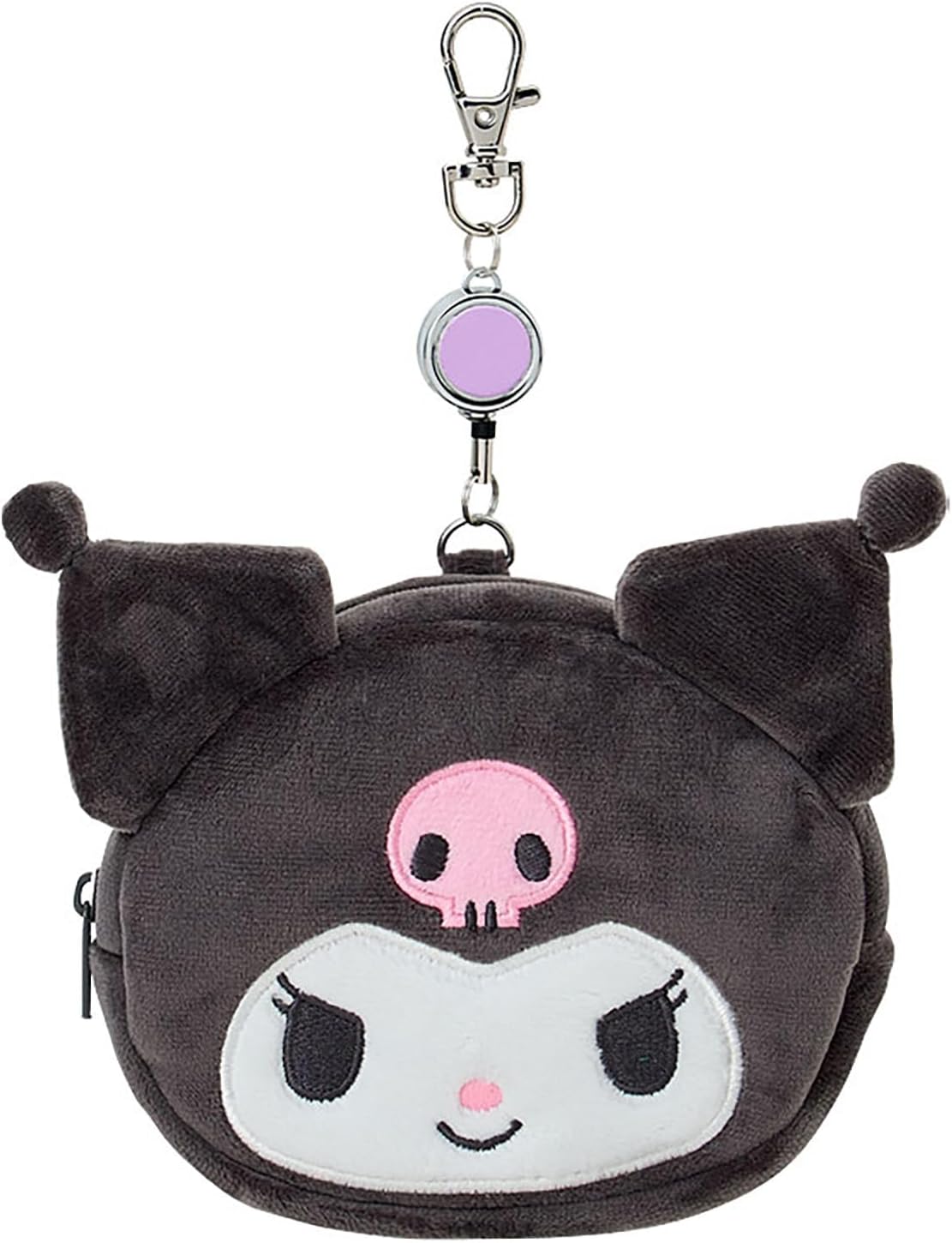 Sanrio (SANRIO) Face-shaped Pass Case & Pouch Cotton, PVC, Steel, Polyester ID Holder with Reel Small Item Storage Suitable for Ages 15 and Up