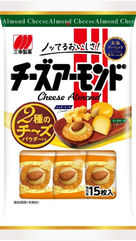 Sankyo Seika Cheese Almond, 1 Bag (15 Pieces)