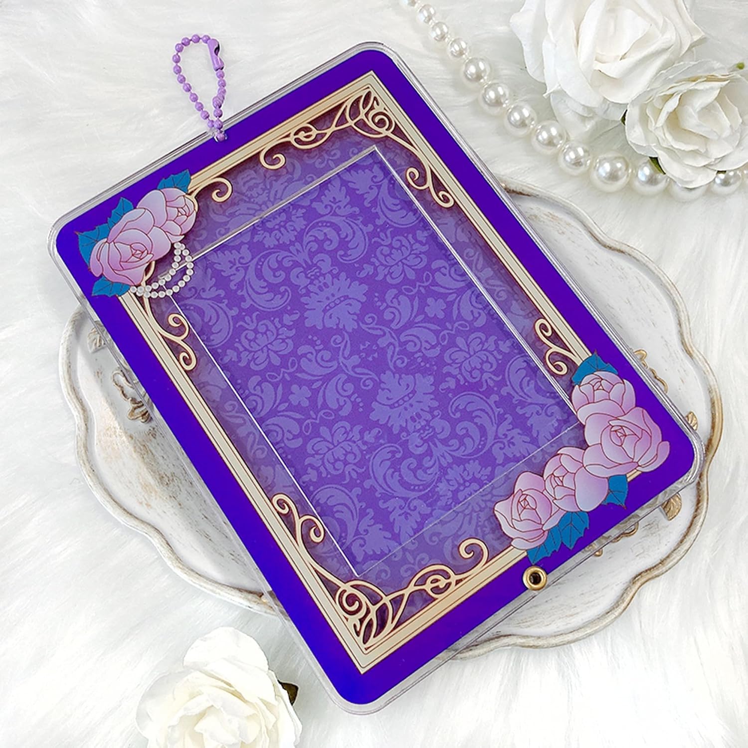 G Trigger Size Adjustable Acrylic Frame [Rose] (For Trading Card / L Version) Acrylic, Easy Assembly, Pushing Activity, Photo Holder, Purple, Purple