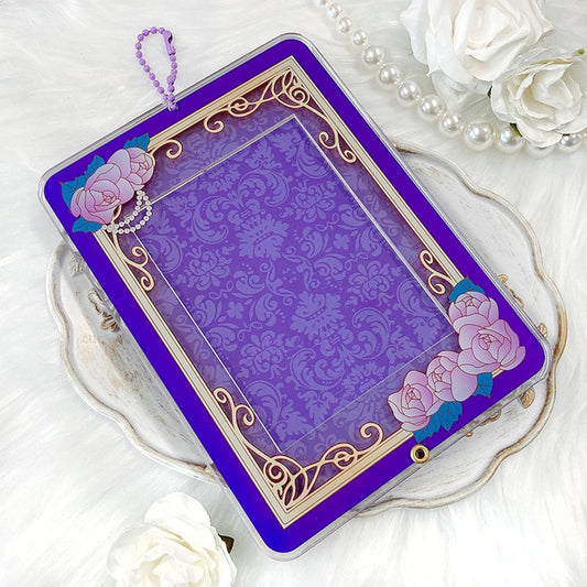G Trigger Size Adjustable Acrylic Frame [Rose] (For Trading Card / L Version) Acrylic, Easy Assembly, Pushing Activity, Photo Holder, Purple, Purple