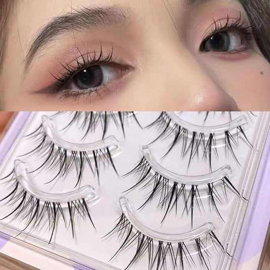 False Eyelashes, Natural, 5 Pairs Popular, Transparent Axis, Soft Core, Ultra Lightweight, Soft, Handmade, Actress Eyelashes, Cosplay Makeup (k-04)