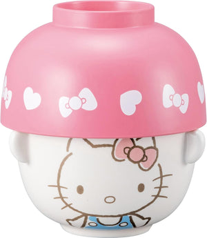 Sanrio SAN4213-1 Hello Kitty Soup Bowl and Rice Bowl Dinnerware Set, Mini, Kitty, Miscellaneous Goods, Sanrio Goods, Gift, Made in Japan