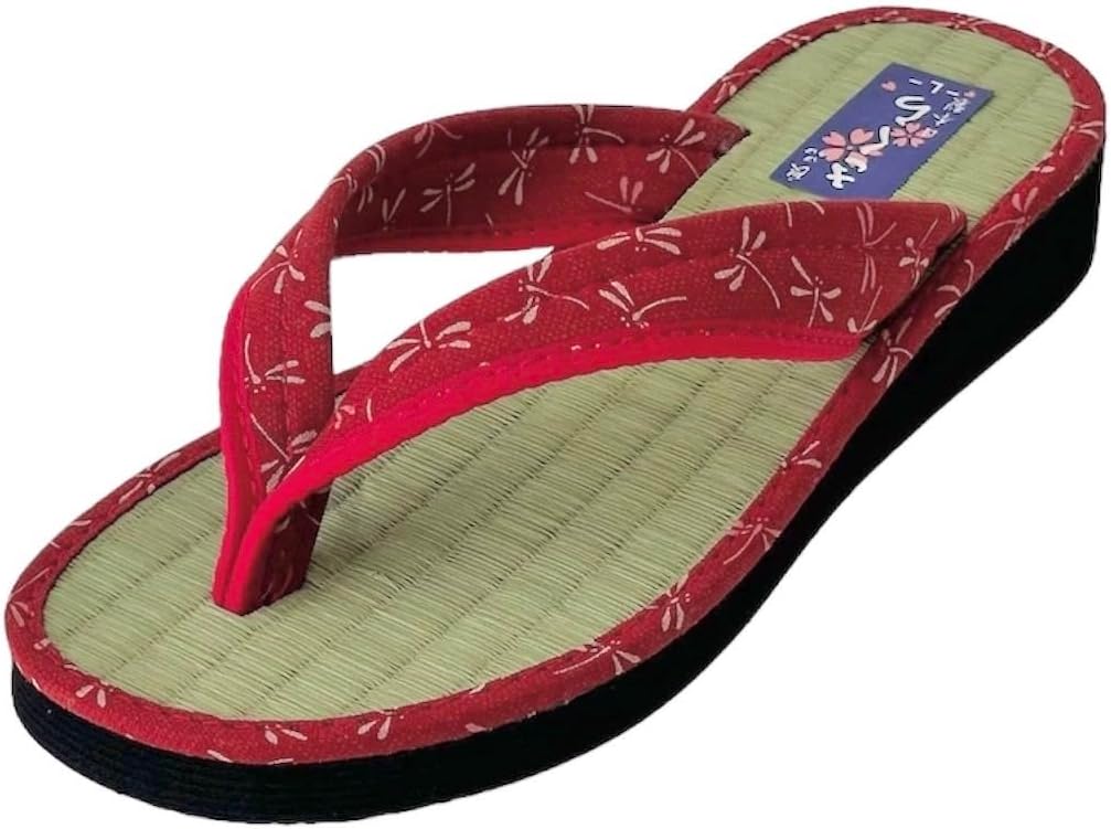 Daimyo Shokai Women's Thong Tatami Folding Sandals Japanese Pattern, Made in Japan