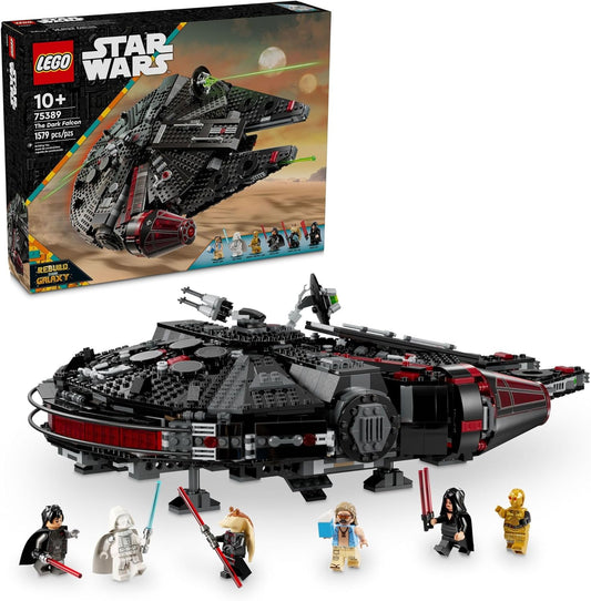 LEGO Star Wars El Halcón Oscuro Edificable Starship – Conjunto de juguetes de Star Wars para niños y niñas – Juguete coleccionable de halcón milenio con 6 minifiguras – Regalo de cumpleaños para niños – 75389