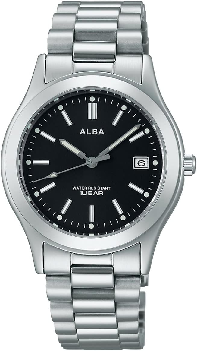 Seiko AQGK474 Men's Wristwatch, Alba, Standard Quartz, Silver, Silver, Bracelet Type