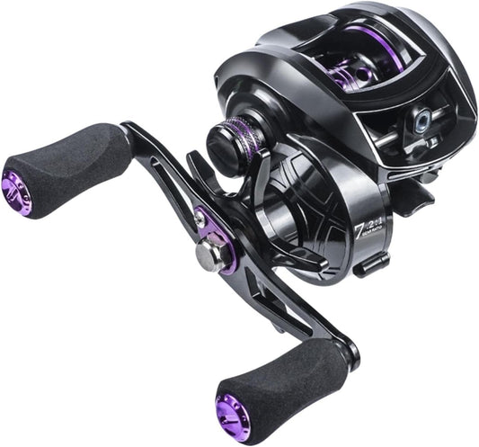 Baitcasting Fishing Reel, Baitcaster - Brake System, 7.2:1 Gear Ratio, 2+1 Stainless Steel Ball Bearings