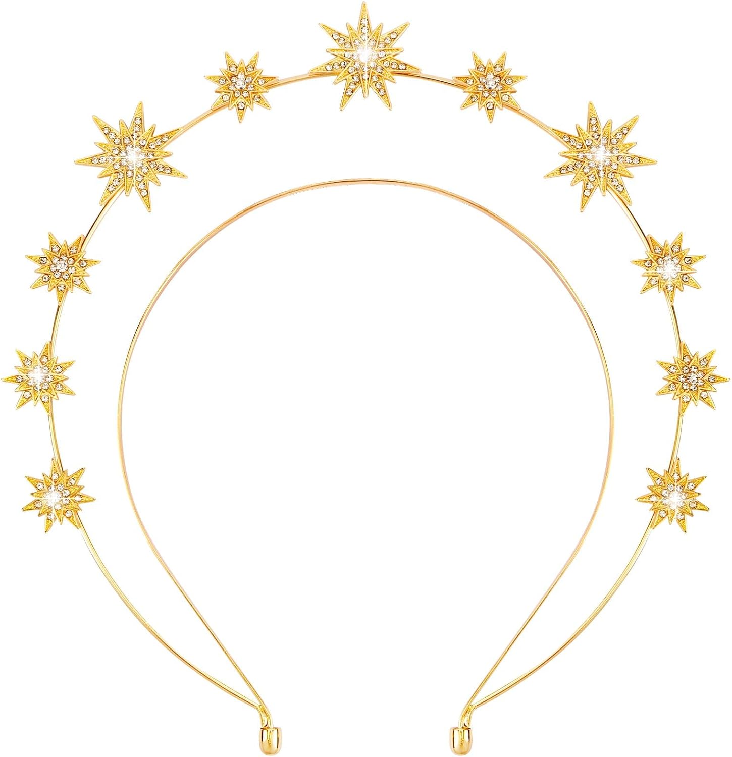 Gold Halo Star Crown Headband - Rhinestone Star Crown Headband for Women, Celestial Tiara Hair Accessories, Shiny Sparkly Headband for Birthday Party & Cosplay