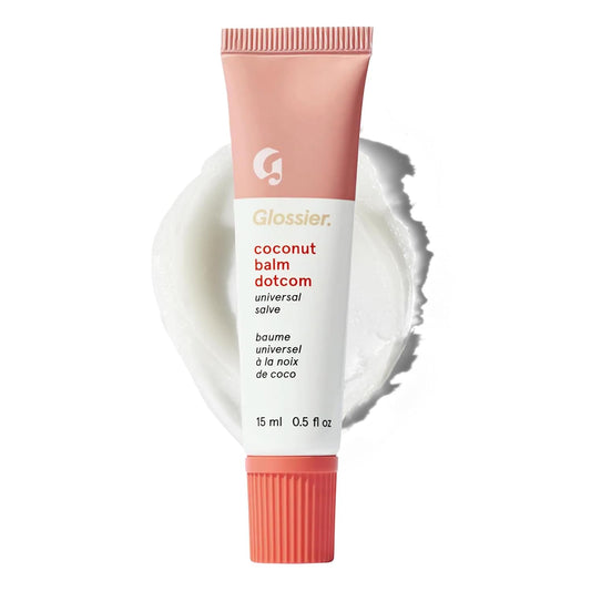 Glossier Balm Dotcom Hydrating Lip Balm - Universal Salve, Up to 12Hr Moisture - Lanolin, Beeswax & Castor Oil for Dry Lips, Cuticles & Skin - Coconut, Clear Untinted, 15ml