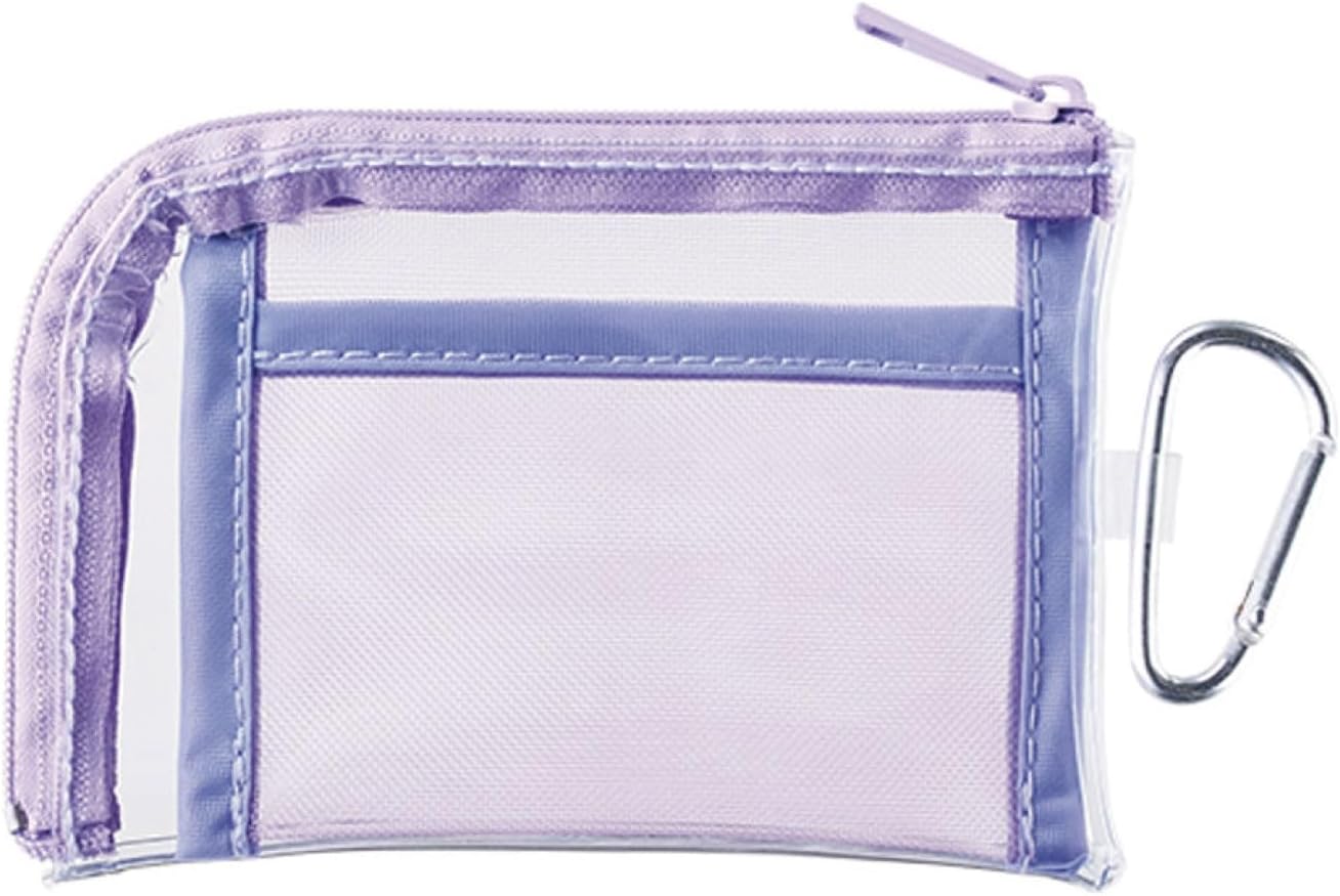 Clear Mini Pouch with Carabiner | Pressurikatsu Goods, Trading Card, Aksta, Can Badge Storage, Push Color, Mesh Pocket, Idol, Anime, Ota-Katsu, Showing Pouch,, purple, Simple