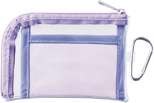 Clear Mini Pouch with Carabiner | Pressurikatsu Goods, Trading Card, Aksta, Can Badge Storage, Push Color, Mesh Pocket, Idol, Anime, Ota-Katsu, Showing Pouch,, purple, Simple