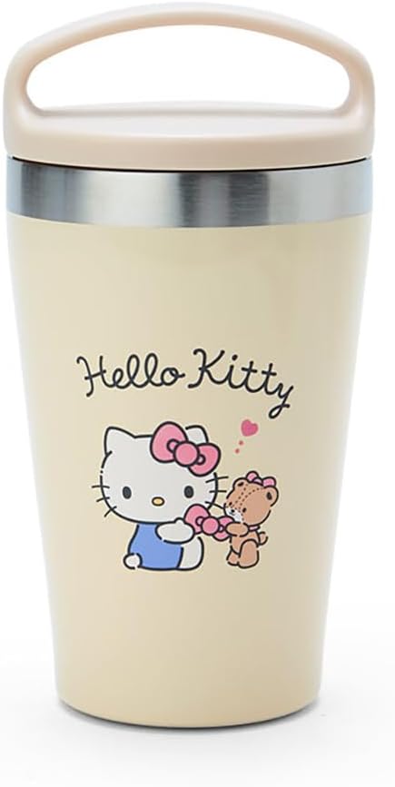 Sanrio 951587 Sanrio Steel Cup Stainless Steel Tumbler with Handle, Hello Kitty, Hello Kitty, 6.3 x 3.3 x 3.3 inches (16 x 8.5 x 8.5 cm), Stainless Steel Tumbler with Handle, Character 951587