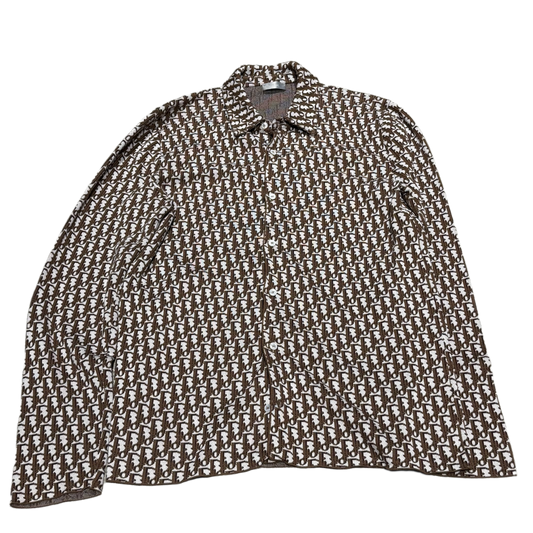 DIOR 'BROWN OBLIQUE LOGO' JACQUARD BUTTON UP SHIRT