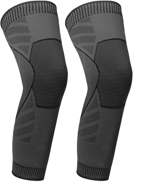 Knee Supporter, Long Compression Leg Sleeves (2 Pieces), Sports, For Both Knees, Suitable for Daily Life, Pain Relief, Anti-Slip, Breathable, Heat Retention, Excellent Elasticity, Unisex