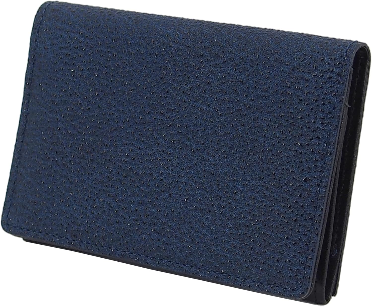 Leathertone 4TL0023 Business Card Holder, Made in Japan, Black Pier Leather x Indigo Dyeing + Tochigi Leather, Indigo × Black