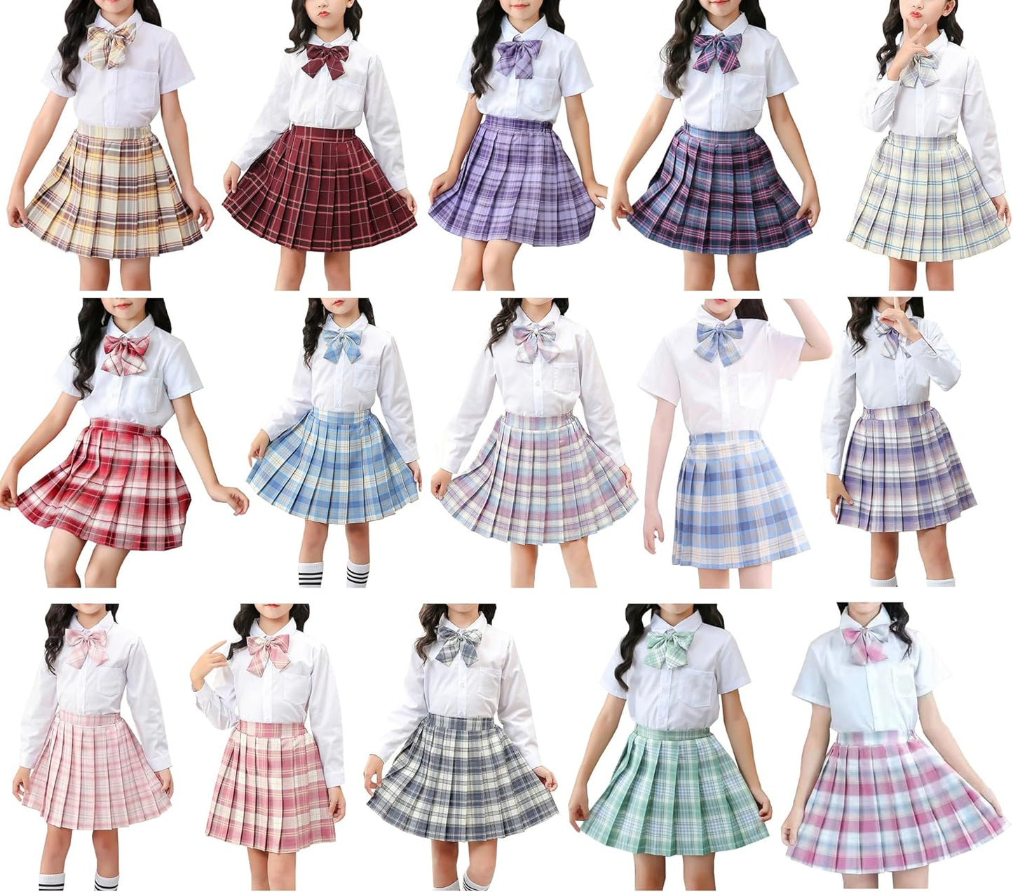 YUJIANXIONG Children's Uniform Skirt, Mini Skirt, Girls Shirt, Long Sleeve, Short Sleeve Shirt, Girls' Uniform, Ribbon, Dance, Anime, Cosplay, Costume, Halloween, Costume, Sailor Suit