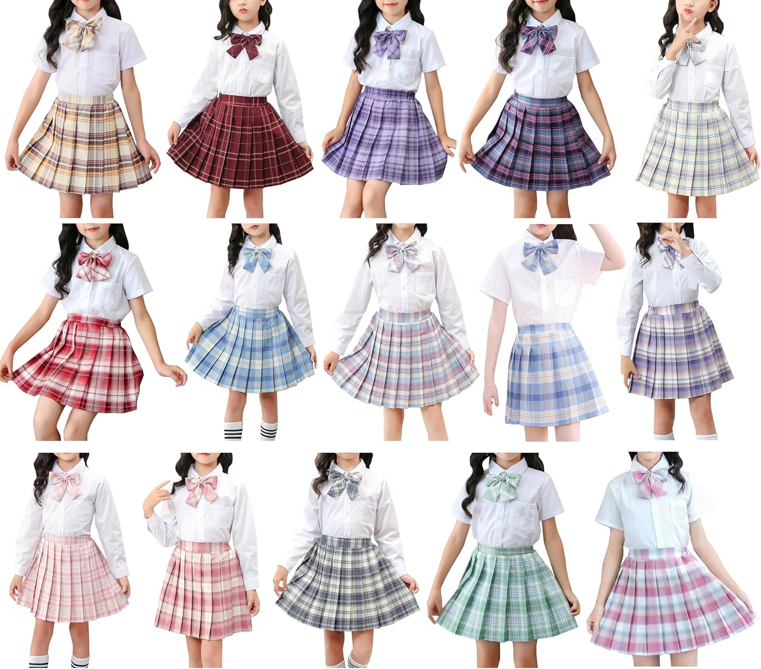YUJIANXIONG Children's Uniform Skirt, Mini Skirt, Girls Shirt, Long Sleeve, Short Sleeve Shirt, Girls' Uniform, Ribbon, Dance, Anime, Cosplay, Costume, Halloween, Costume, Sailor Suit