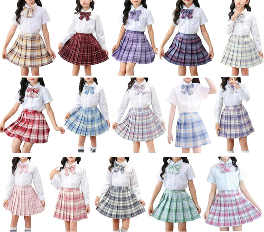YUJIANXIONG Children's Uniform Skirt, Mini Skirt, Girls Shirt, Long Sleeve, Short Sleeve Shirt, Girls' Uniform, Ribbon, Dance, Anime, Cosplay, Costume, Halloween, Costume, Sailor Suit