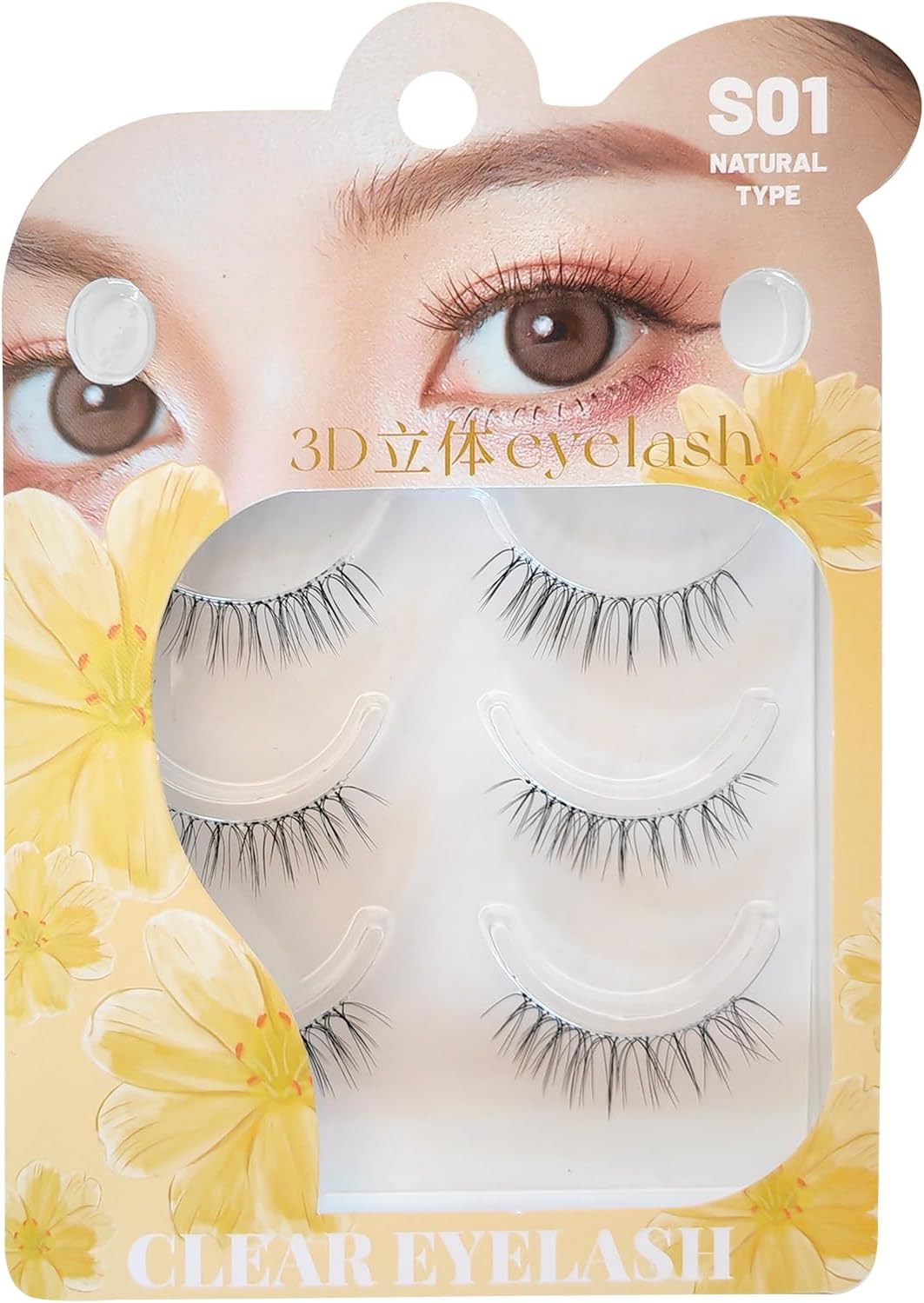 Natural 3D 3D Matsueku False Eyelashes 3 Pairs (S01 Black)
