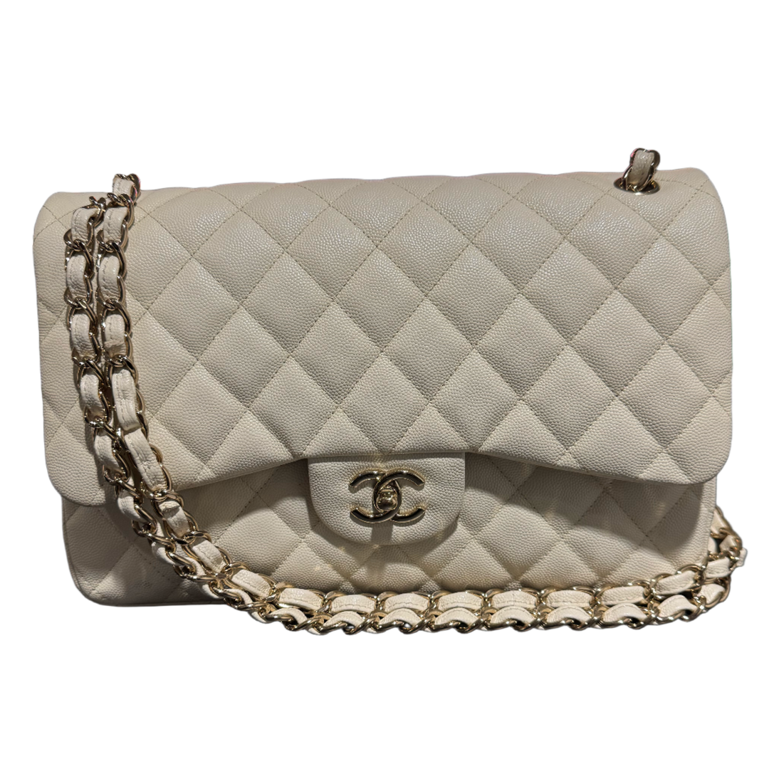 CHANEL CLASSIC JUMBO CREAM DOUBLE FLAP BAG