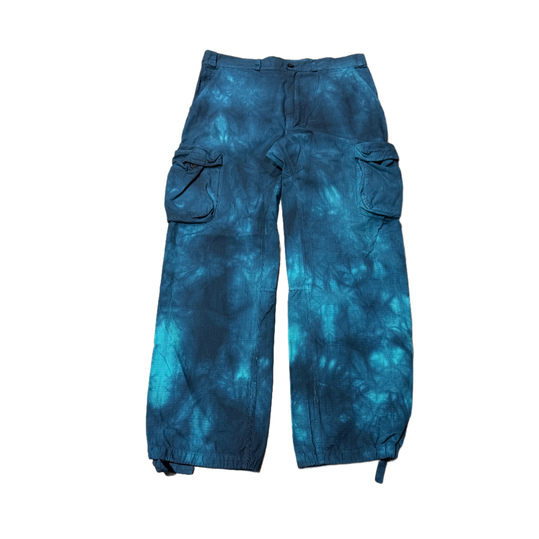 OFF-WHITE 'BLUE' TIE-DYE NYLON LOOSE FIT PANTS