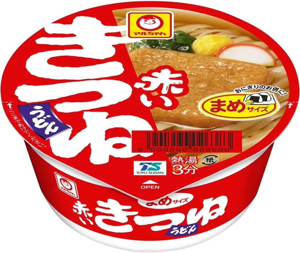 Maruchan (マルちゃん) Red Mame Kitsune Udon (41g×12 pieces / Mini Size) Cup Noodles Udon (with Fried Tofu / Kanto-style Dashi) Cup Udon Mame Size Box Purchase Toyosuisan (東洋水産)