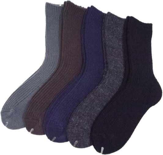 Lemonokoro Men's Warm Socks, Ribbed Pattern, Made in Japan