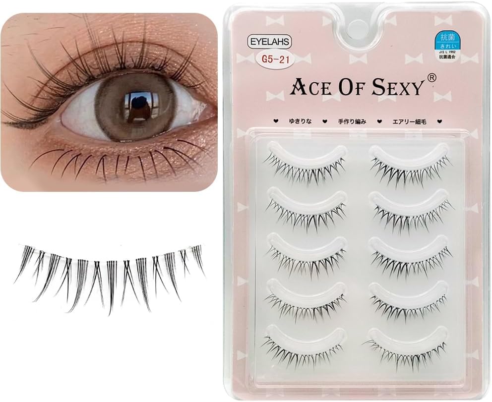 False Eyelashes, Natural, False Eyelashes, Cartoon Type, Bunch Lashes, Thin Transparent Shank, Handmade False Eyelashes, Natural, Idol Group Style False Eyelashes, Popular, Handmade False Eyelashes