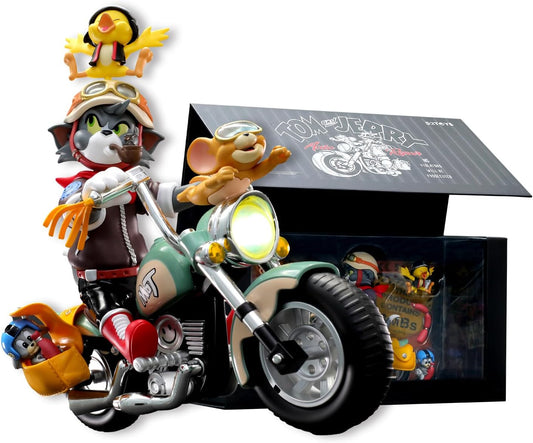 52TOYS TOM and JERRY Retro Motorcycle PVC Figure Doll Desktop Decoration Tom and Jerry Goods, Complete Product, Perfect Gift for Collectors, Boyfriend, Girlfriend, Christmas, Birthday, Valentine's Day
