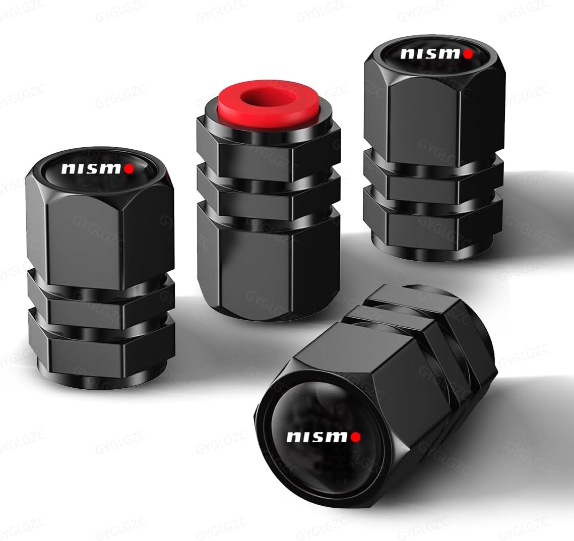 Nismo Air Valve Cap, Set of 4, Nissan, Serena, X-Trail, Skyline, Caravan, Fair, DZ, Days, Note e-Power, Lukes, Aura Elgrand, Etc., Tire Valve Cap, Aluminum, Automotive Dress-Up Parts, High Strength,